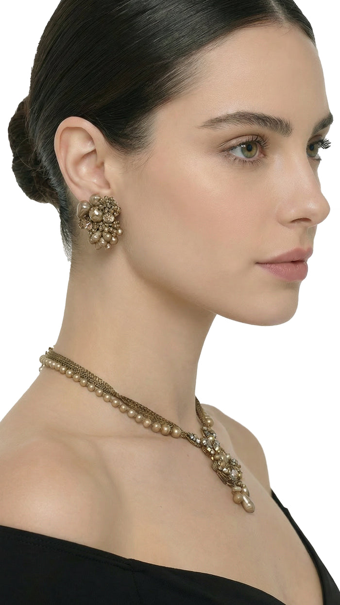 ROBERT DEMARIO BEADED NECKLACE AND EARRINGS SET #3