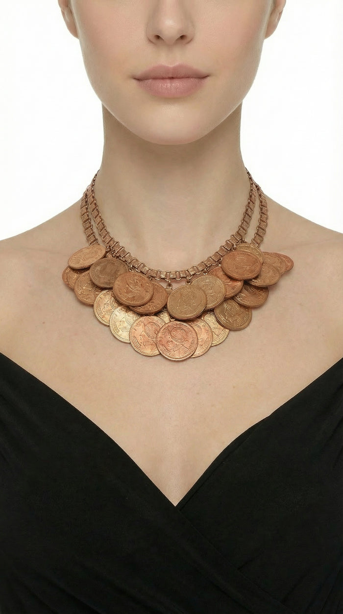 COIN LAYERED NECKLACE AND BRACELET SET #3