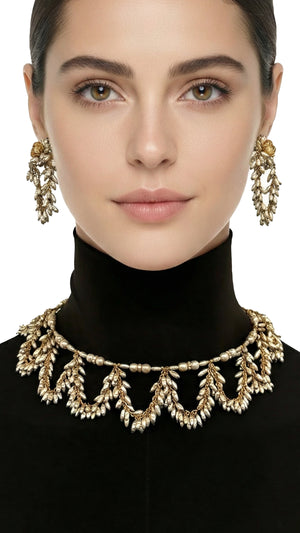 MIRIAM HASKELL BEADED EARRINGS AND NECKLACE SET #2 Thumbnail