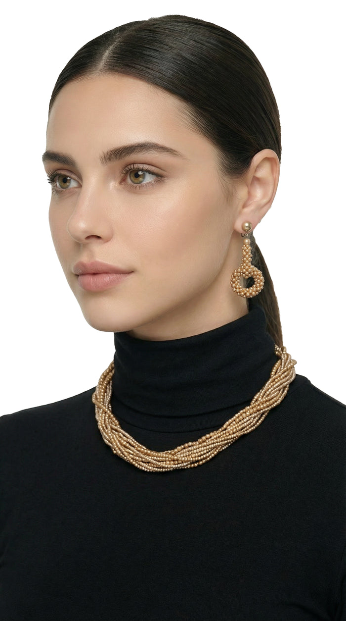 MIRIAM HASKELL BEADED EARRINGS, NECKLACE AND BRACELET SET #2