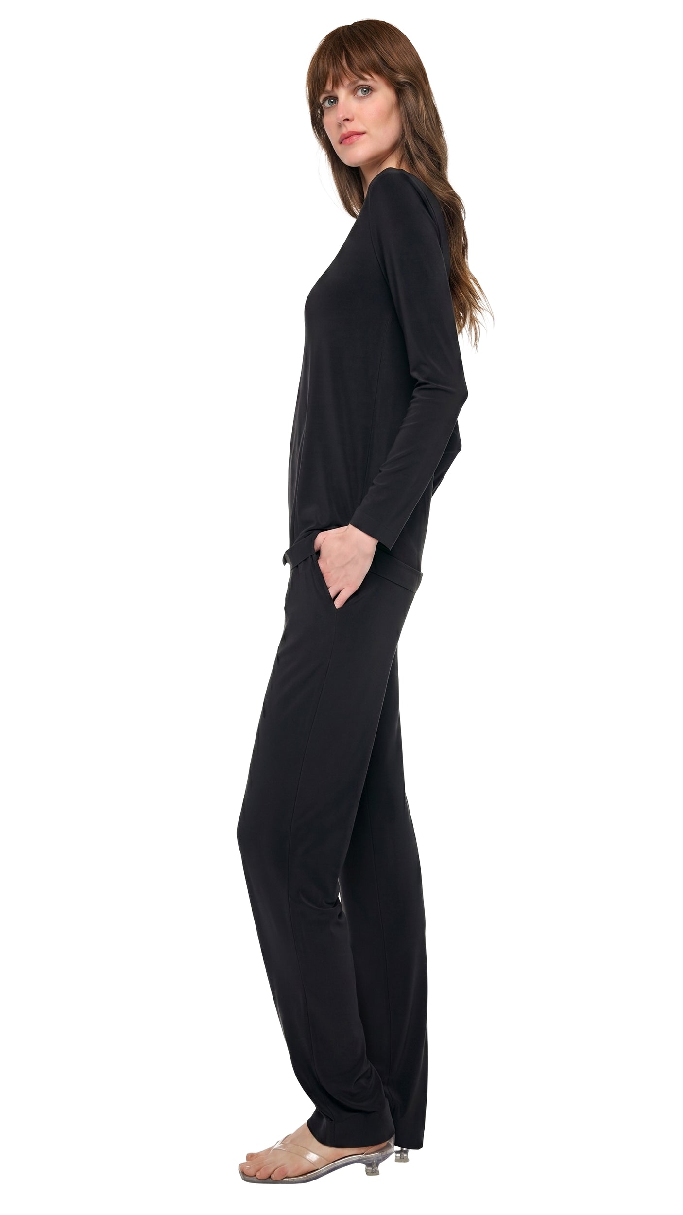 FLAT FRONT MENS PANT – Black – Norma Kamali