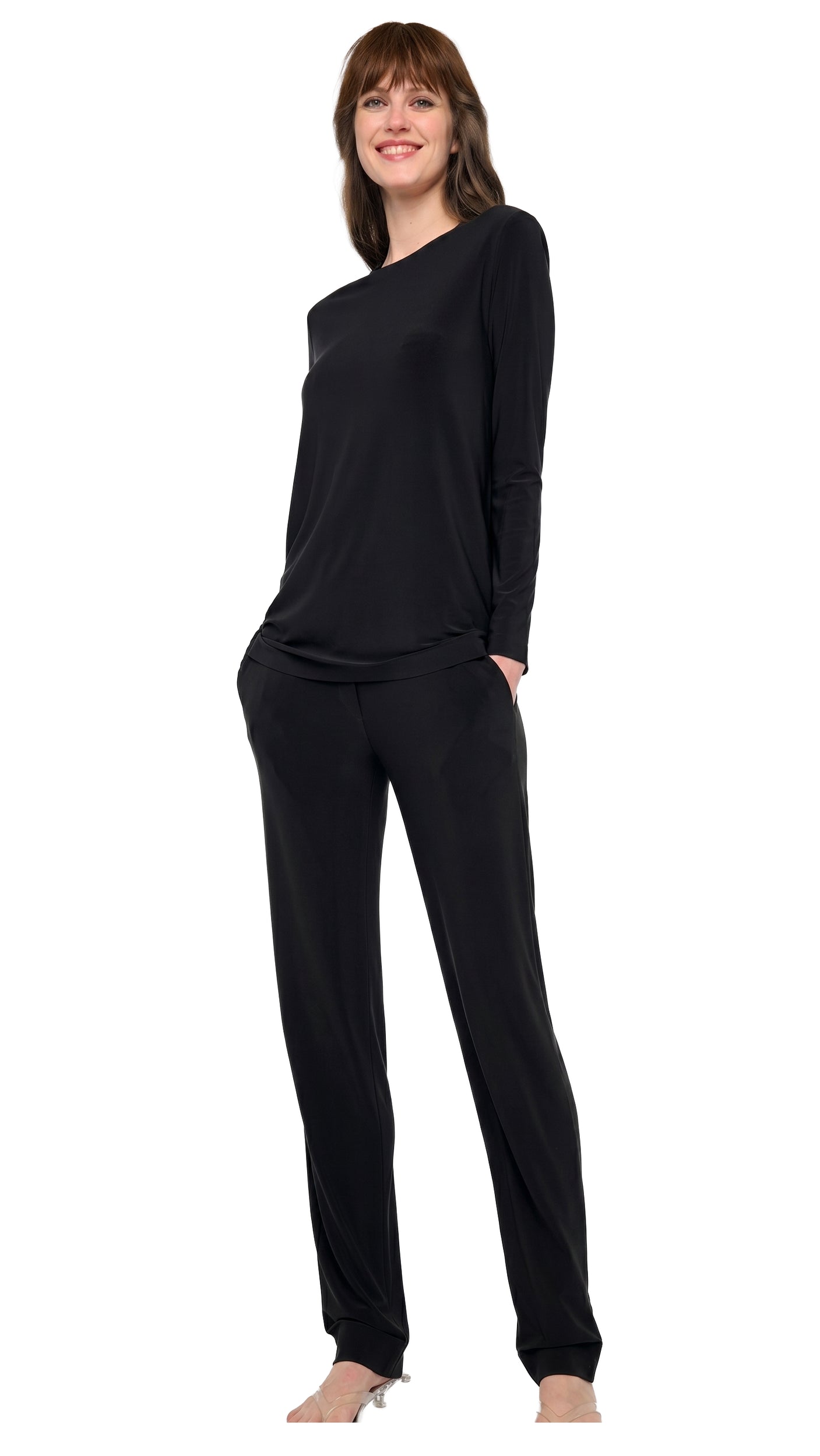 FLAT FRONT MENS PANT – Black – Norma Kamali