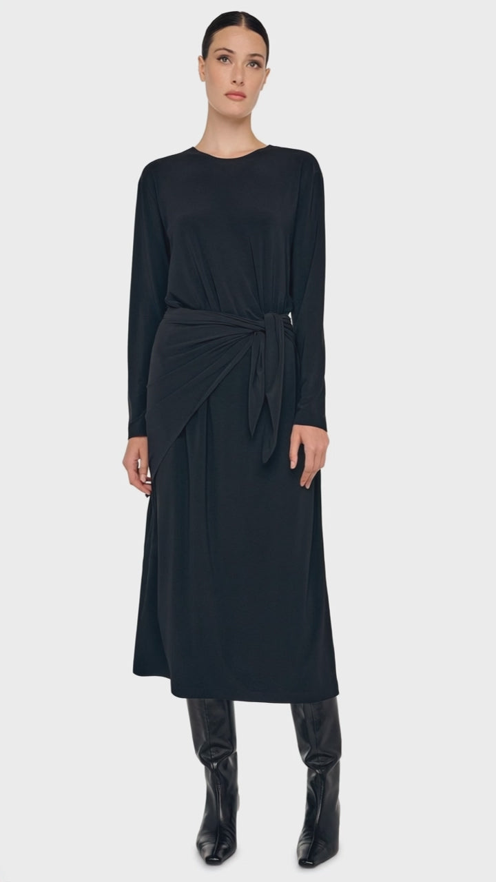 OVERSIZED LONG SLEEVE DRESS TO MIDCALF – Black – Norma Kamali