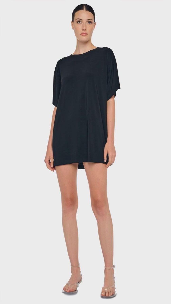 short sleeve little black dress Cecelia Wear with your favorite summer sandals for day or with high heels for night Short Sleeve Open Back Mini