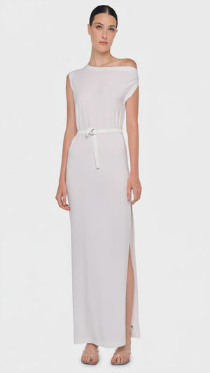DROP SHOULDER LONG DRESS W/ SIDE SLIT thumbnail
