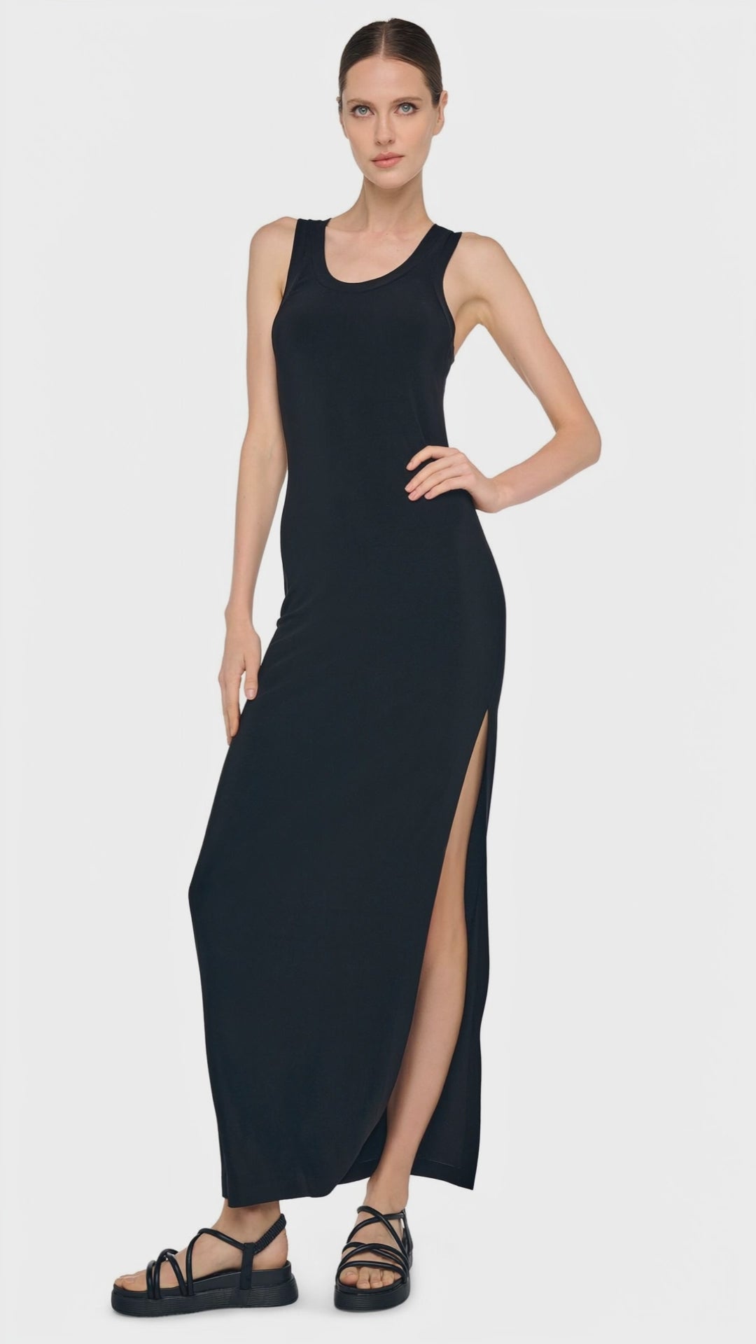 RACER LONG DRESS W/ SIDE SLIT