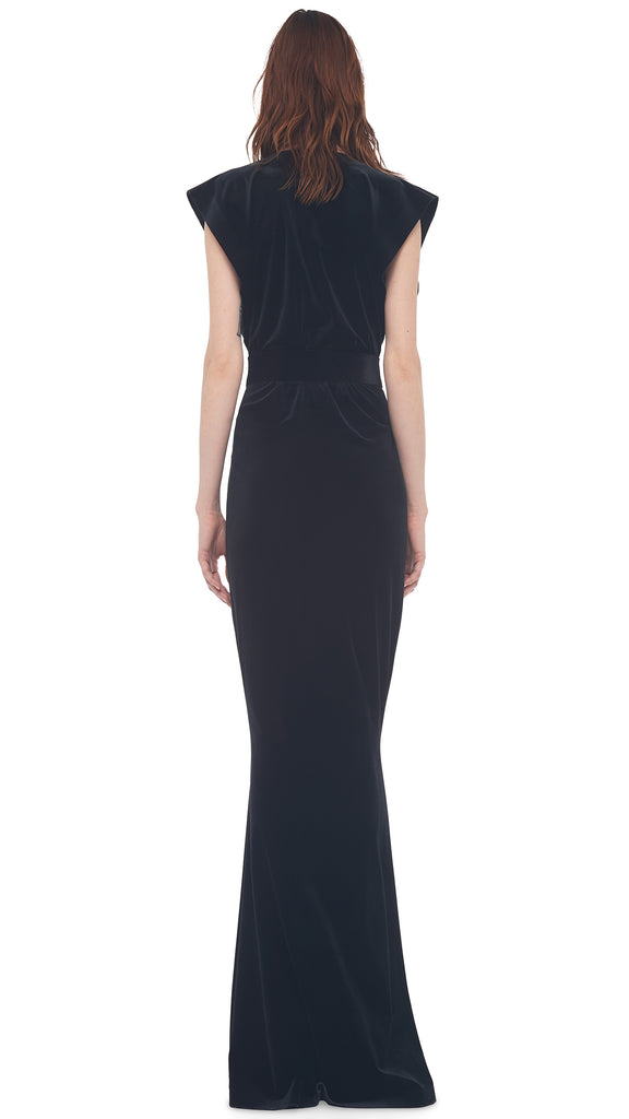 V NECK RECTANGLE GOWN – Black – Norma Kamali