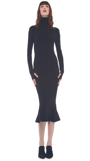 TURTLE FISHTAIL DRESS – Black – Norma Kamali