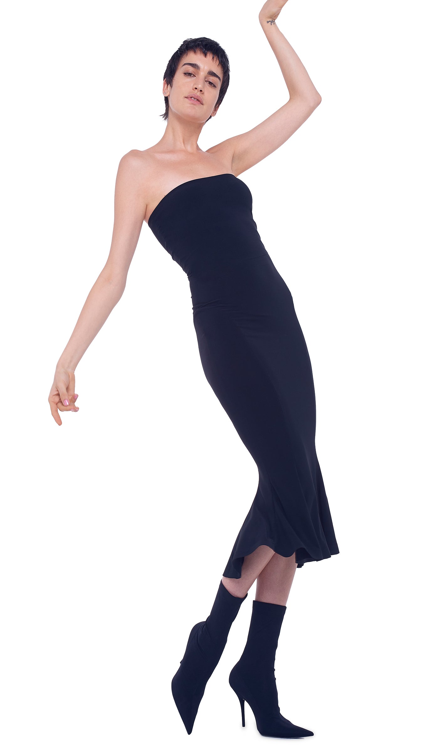 STRAPLESS FISHTAIL DRESS - Black - Norma Kamali