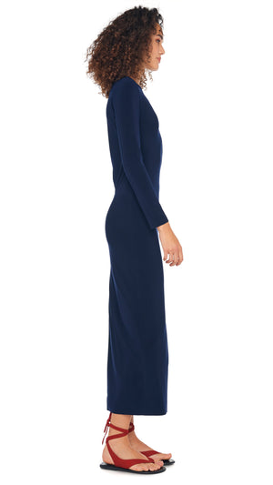 LONG SLEEVE CREWNECK SIDE SLIT GOWN #4 Thumbnail