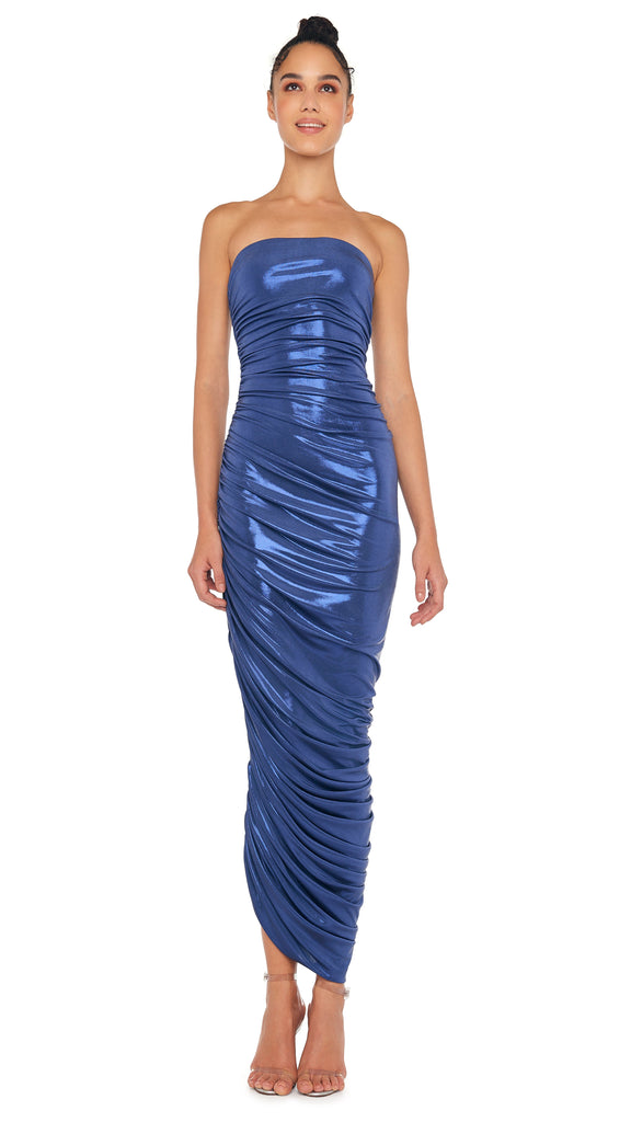 STRAPLESS DIANA GOWN XL – Military Blue – Norma Kamali