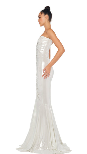 STRAPLESS SHIRRED FRONT FISHTAIL GOWN #2 Thumbnail
