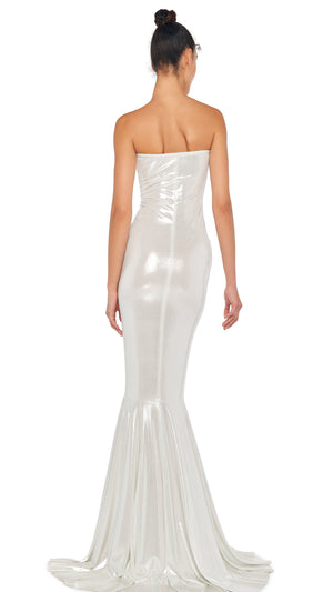 STRAPLESS SHIRRED FRONT FISHTAIL GOWN #3 Thumbnail