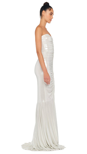 STRAPLESS SHIRRED FRONT FISHTAIL GOWN #4 Thumbnail