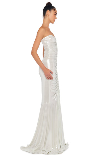 STRAPLESS SHIRRED FRONT FISHTAIL GOWN #9 Thumbnail