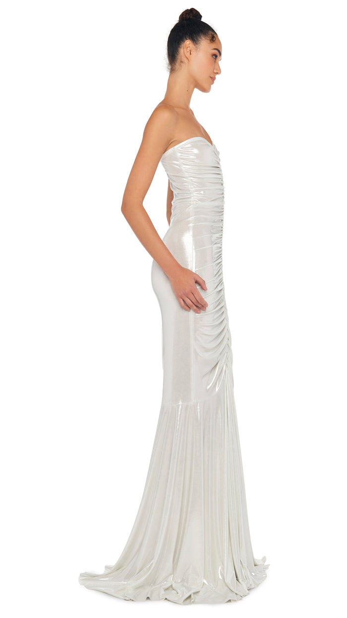 STRAPLESS SHIRRED FRONT FISHTAIL GOWN #9