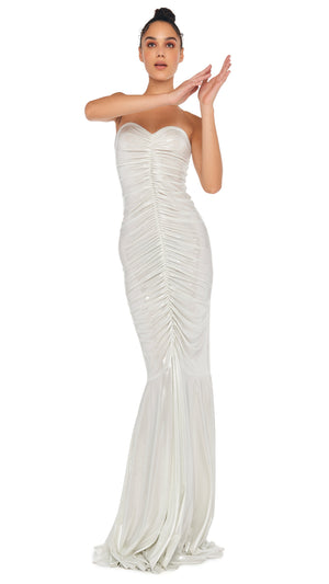 STRAPLESS SHIRRED FRONT FISHTAIL GOWN #5 Thumbnail