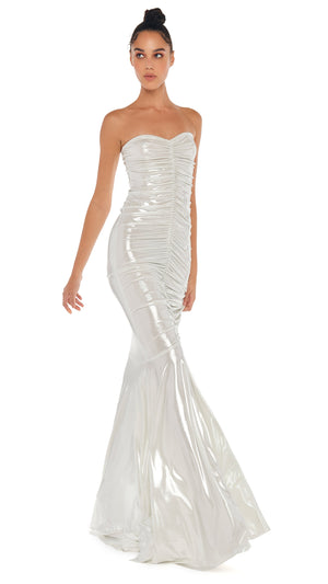STRAPLESS SHIRRED FRONT FISHTAIL GOWN #6 Thumbnail