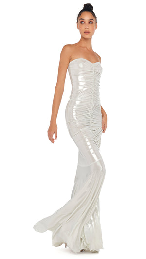 STRAPLESS SHIRRED FRONT FISHTAIL GOWN #7 Thumbnail