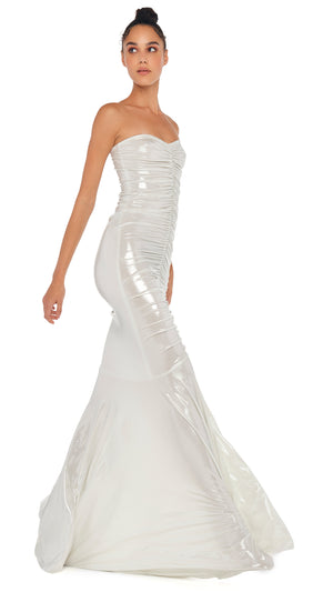 STRAPLESS SHIRRED FRONT FISHTAIL GOWN #8 Thumbnail