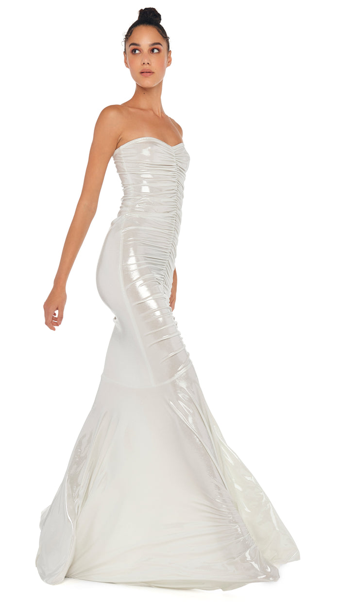 STRAPLESS SHIRRED FRONT FISHTAIL GOWN #8