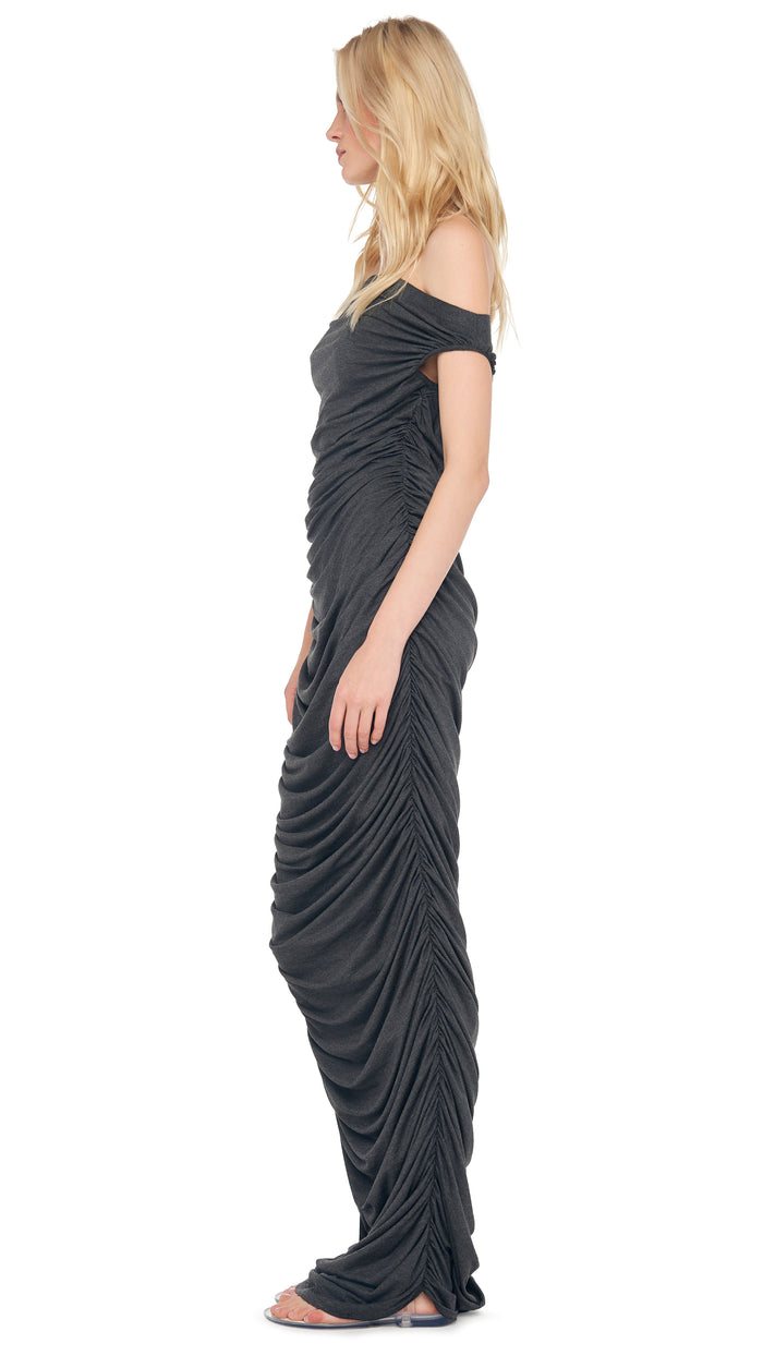 DROP SHOULDER SIDE SHIRRED GOWN #2