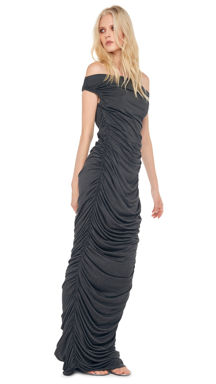 DROP SHOULDER SIDE SHIRRED GOWN #7