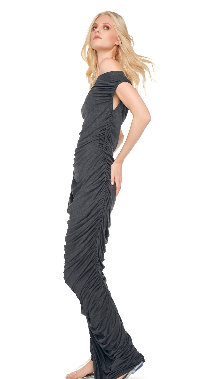 DROP SHOULDER SIDE SHIRRED GOWN #8