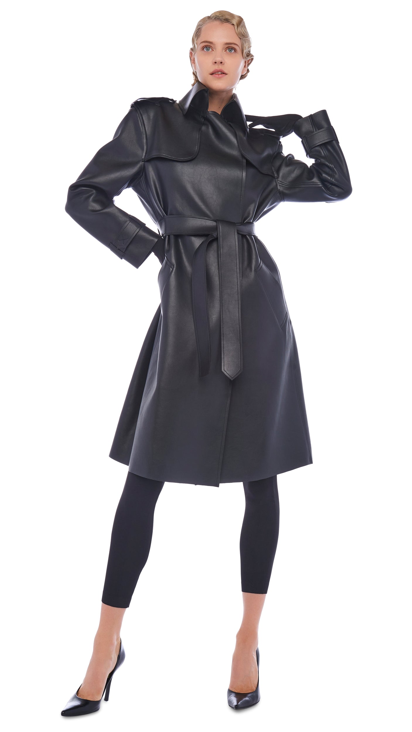 DOUBLE BREASTED TRENCH – Black – Norma Kamali
