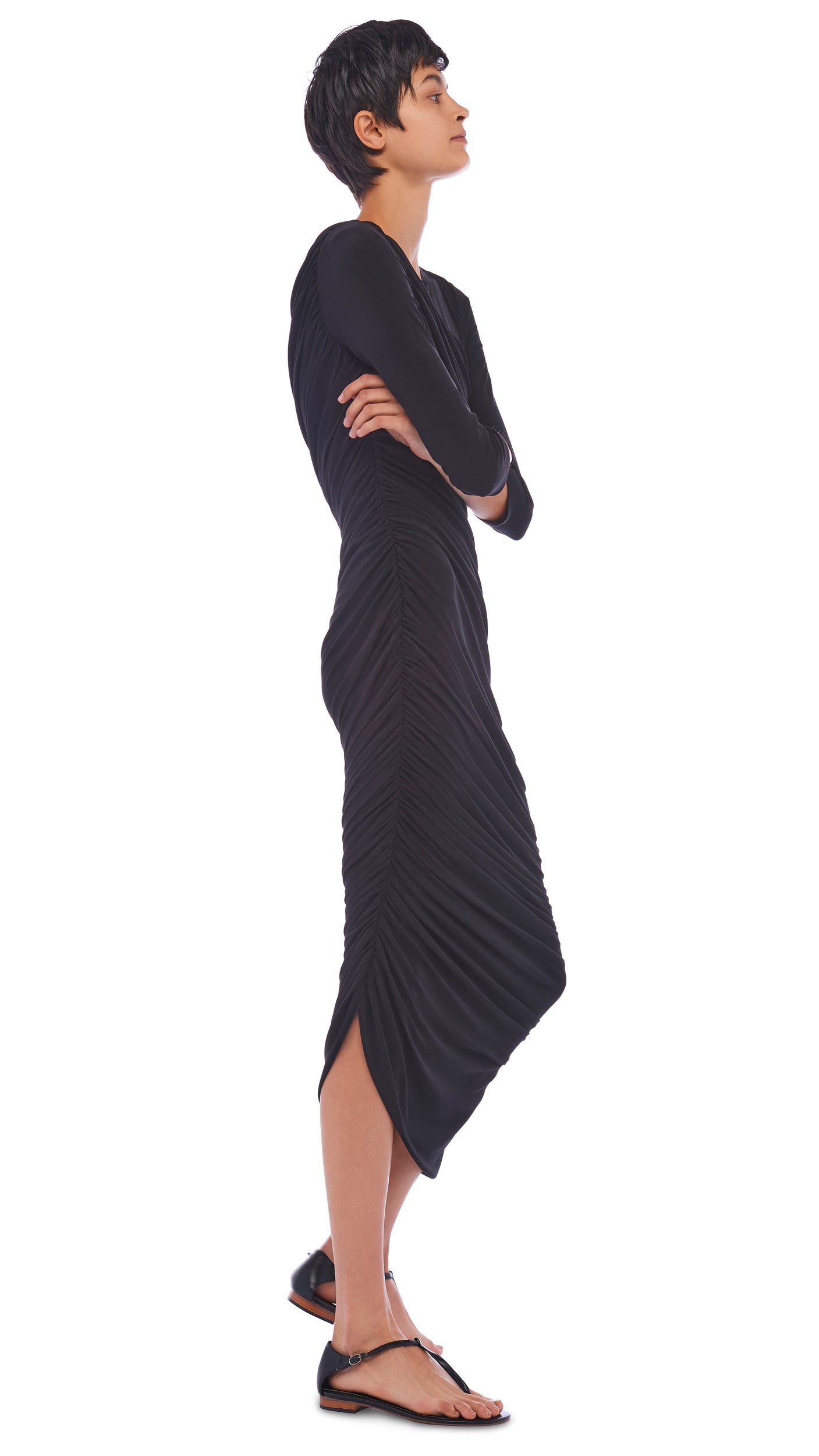 norma kamali diana dress black mesh Slip Diana Gown
