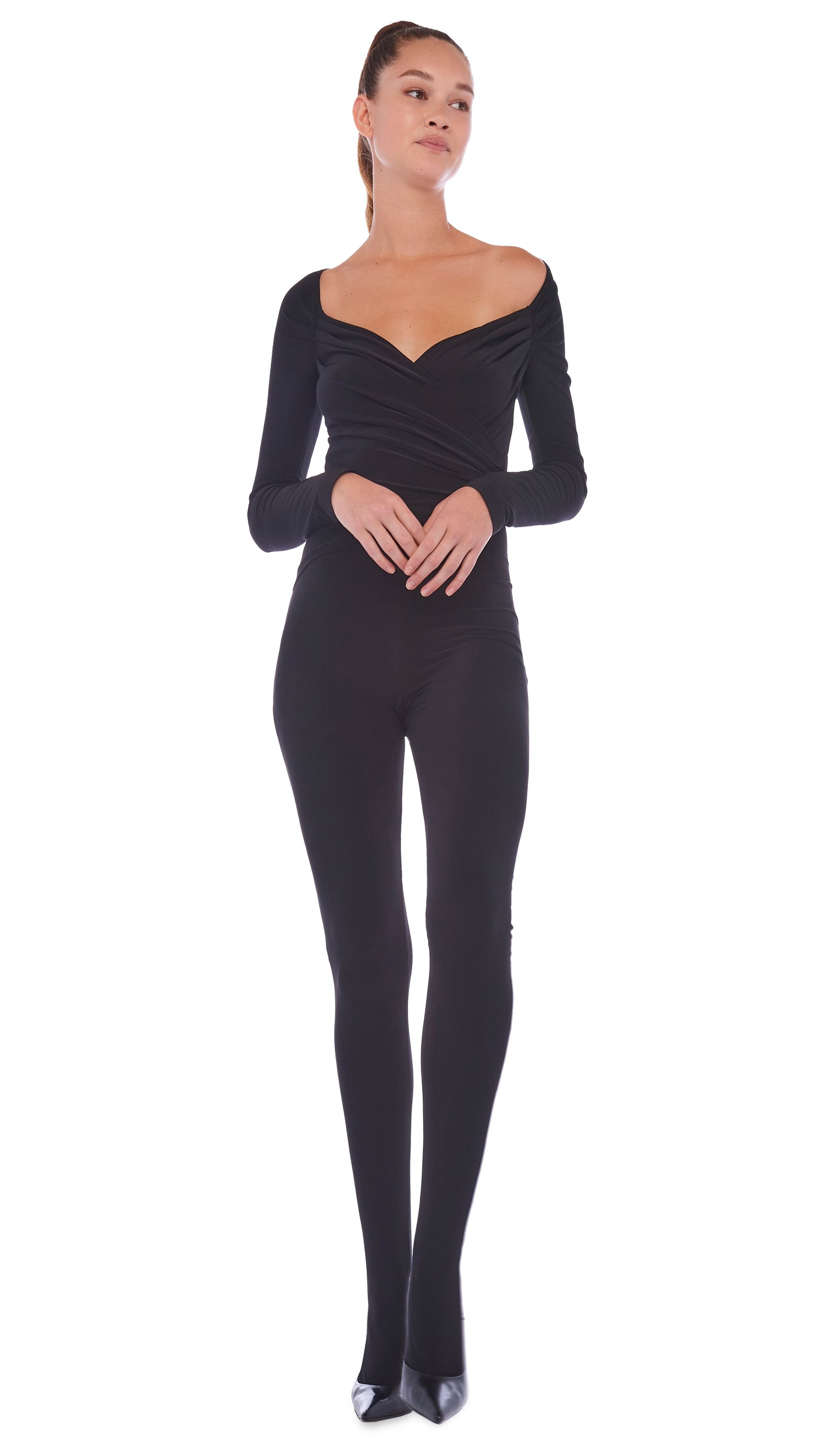 One Piece Above The Knee Full Body Girdle With Sleeves- Annette  Renolife-Style IC-3008