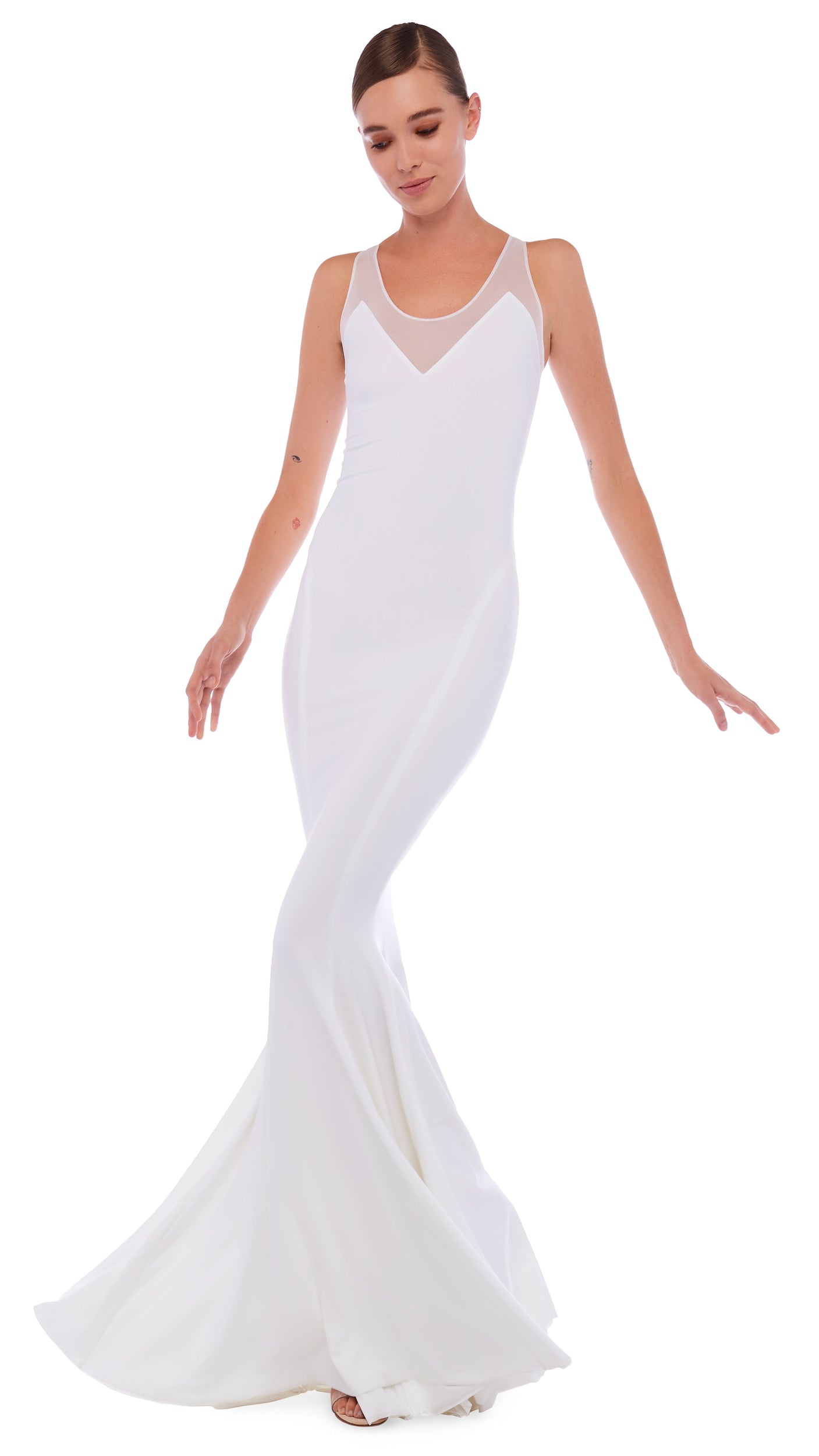 RACER FISHTAIL GOWN – Snow White – Norma Kamali