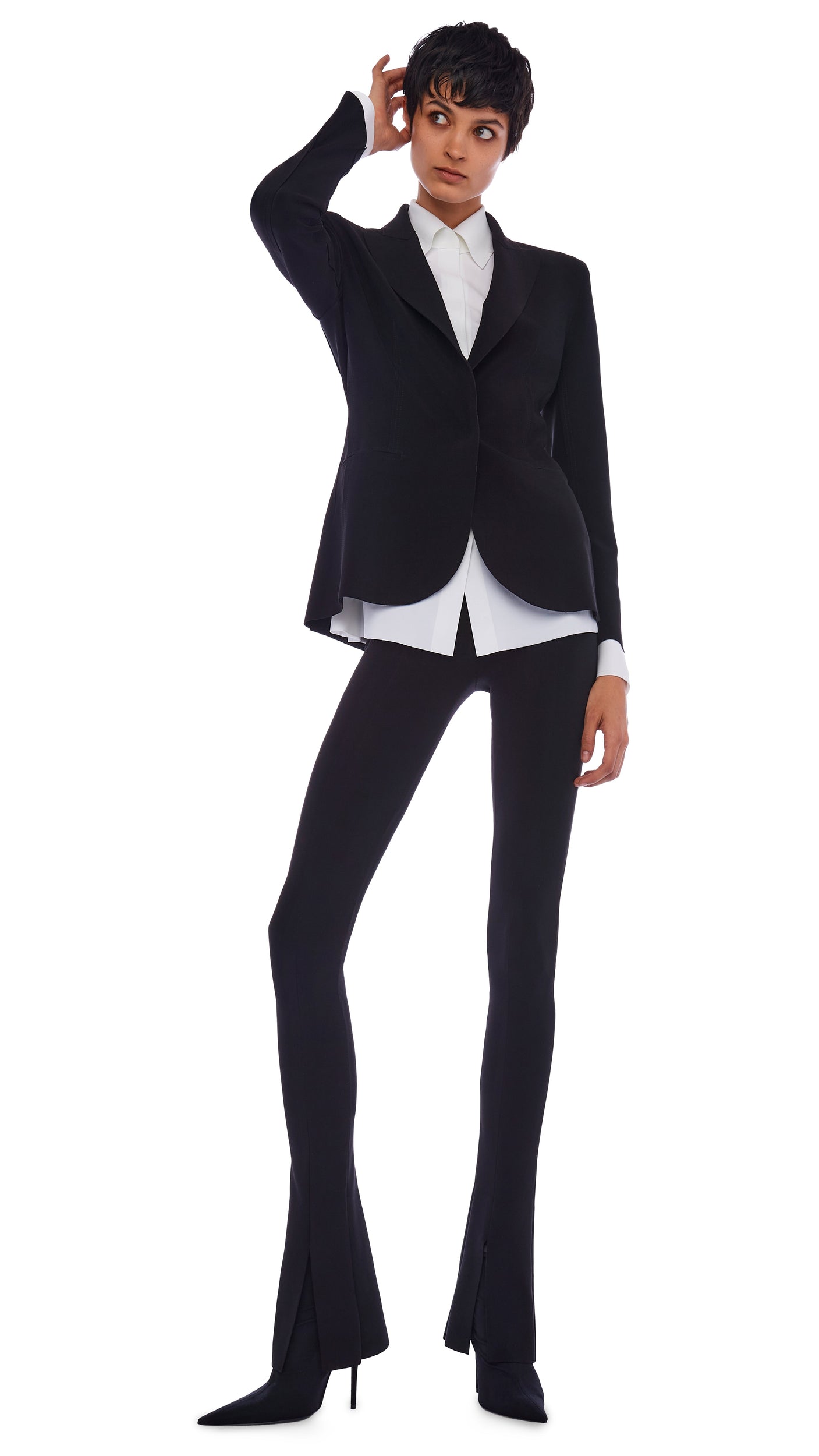 Black & White Norma Kamali Women's Blazer Cropped Pant Suit Set Size 18  Black White Pinstripe - $130 - From Paula