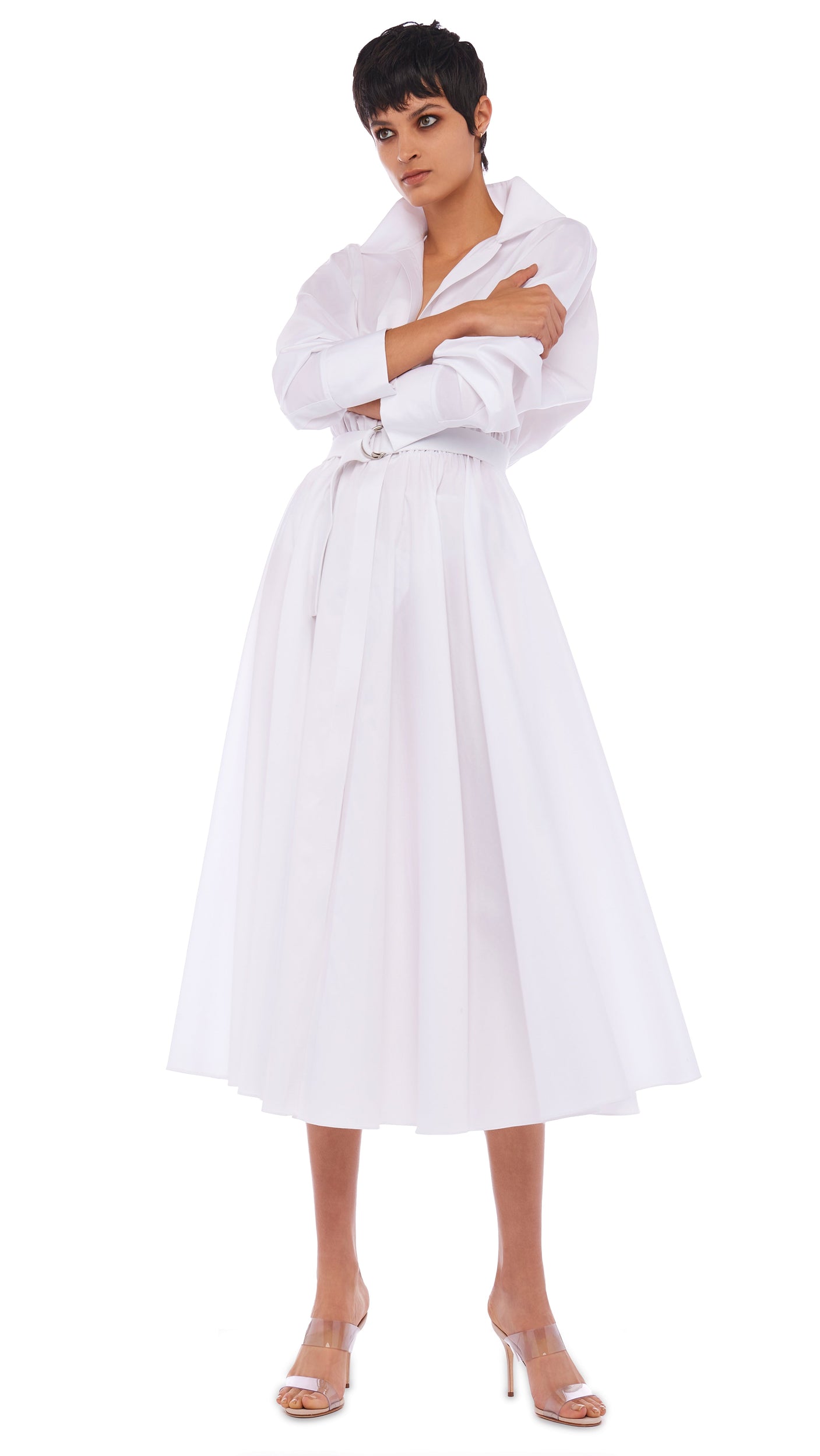 SUPER OS BF NK SHIRT DRESS – White – Norma Kamali