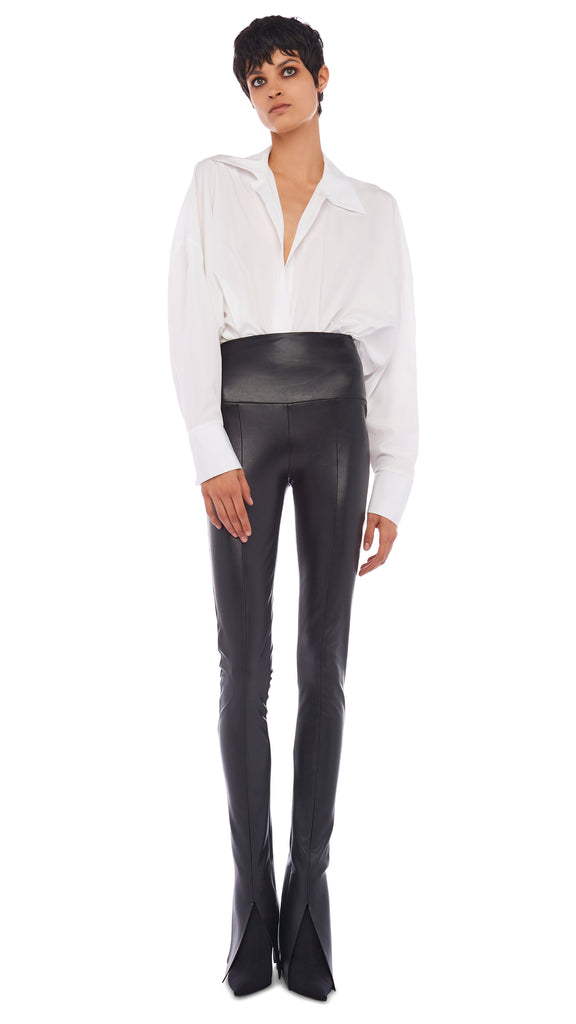 $155 Norma Kamali Women's Beige Creamy Cat High-Rise Spat Leggings Pants  Size XS