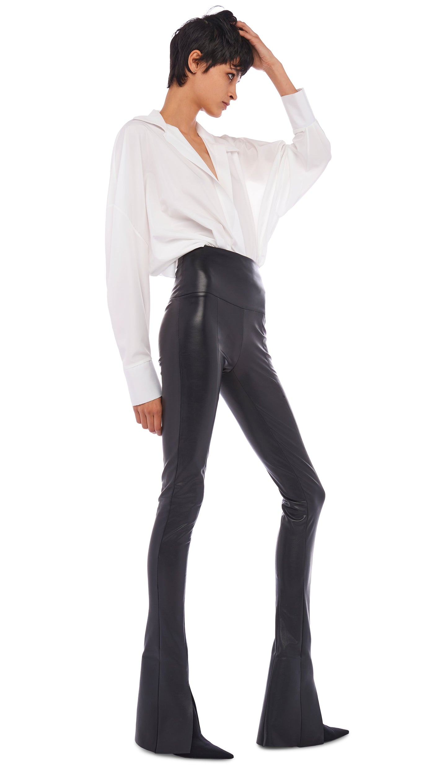 Spat faux leather leggings in beige - Norma Kamali