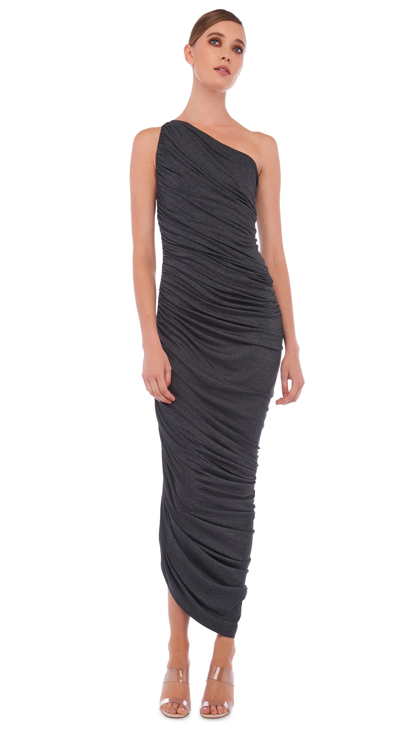 norma kamali ruched dress Norma Kamali Diana Gown