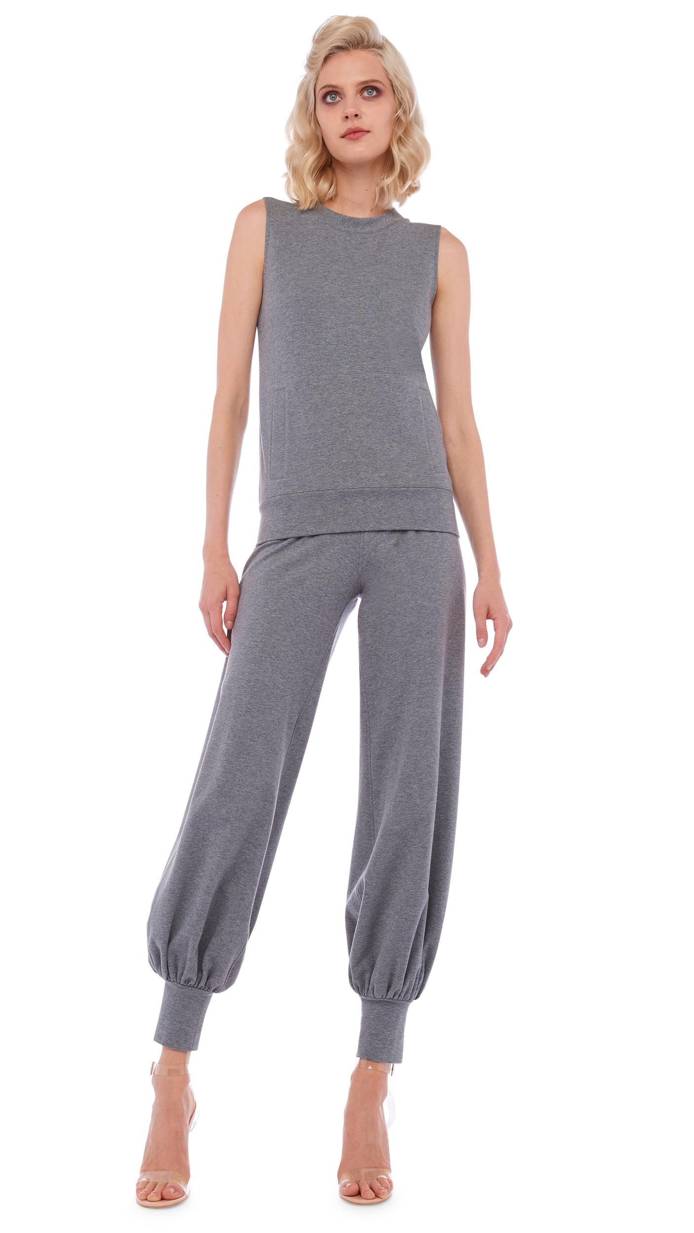 JOG FULL PANT – Medium Heather Grey – Norma Kamali