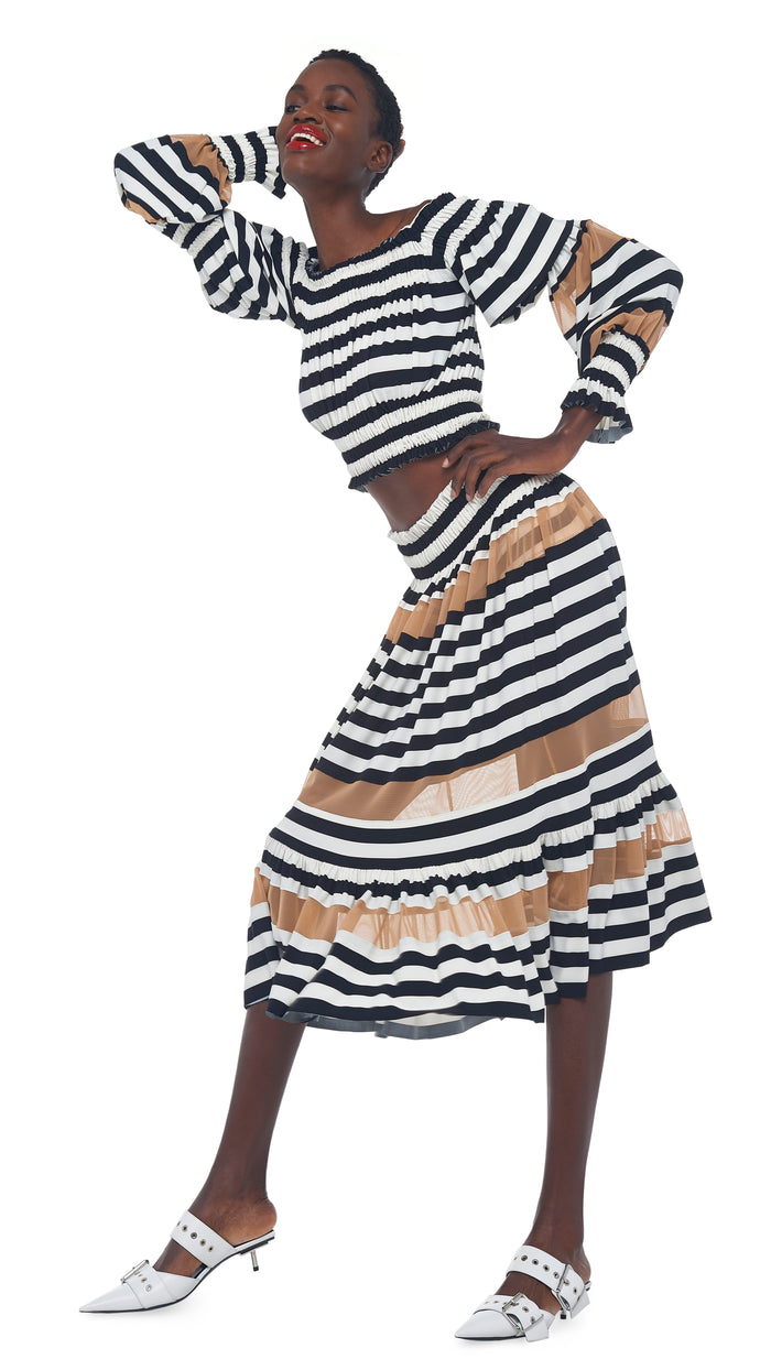 SPLICED PEASANT CROP TOP #4
