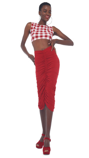 SHIRRED SKIRT TO THE KNEE #4 Thumbnail