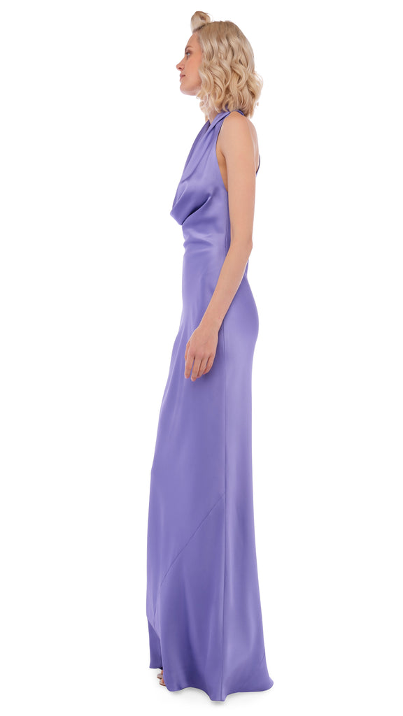 HALTER DRAPE BIAS GOWN – Lilac – Norma Kamali