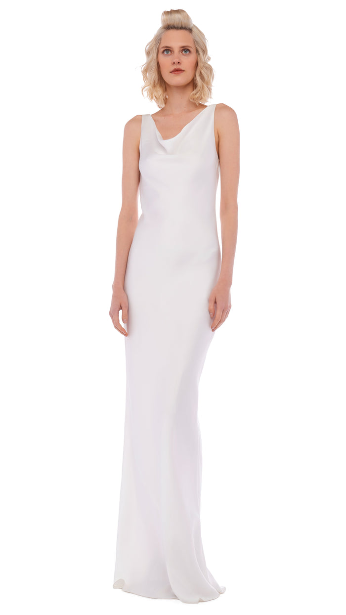 DEEP DRAPE NECK GOWN #1