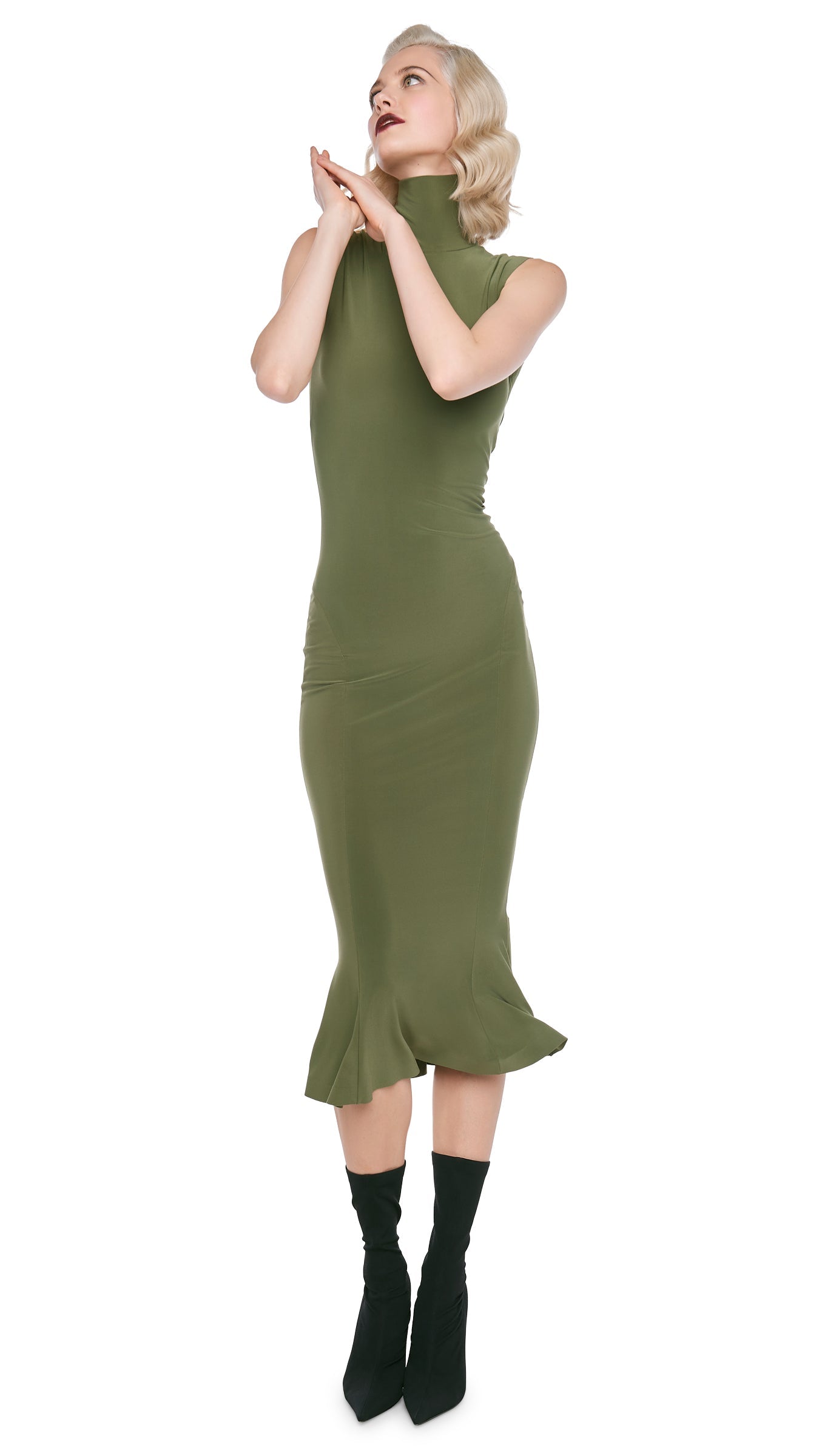 TURTLE FISHTAIL DRESS – Military – Norma Kamali