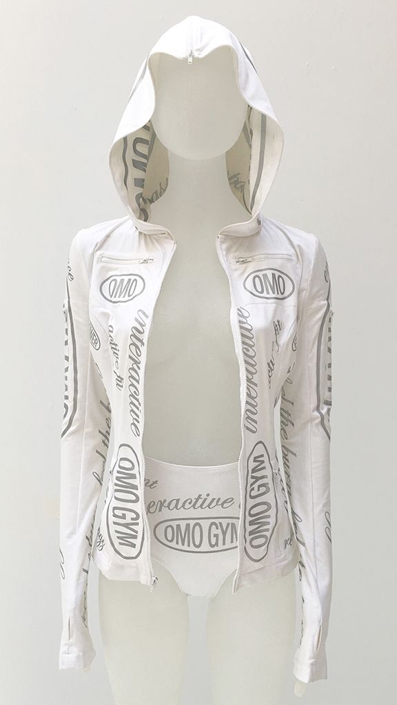 LOGO PRINTED HOODIE + PANTY – White – Norma Kamali