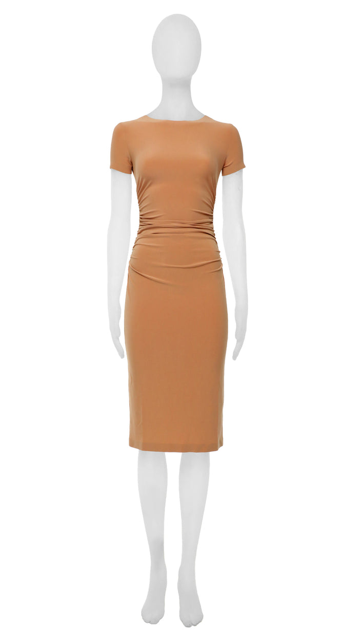 CREW NECK SHIRRED DRESS #1