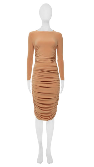 LONG SLEEVE SHIRRED DRESS #1 Thumbnail