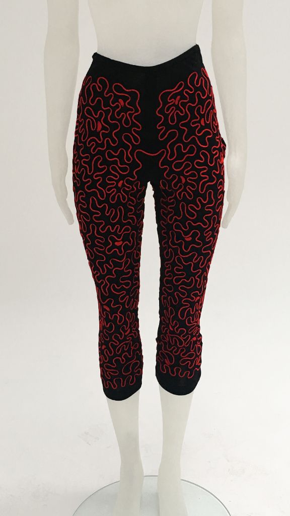CORDED EMBROIDERY RED ON BLK TOP + PENCIL PANT - 4 #3