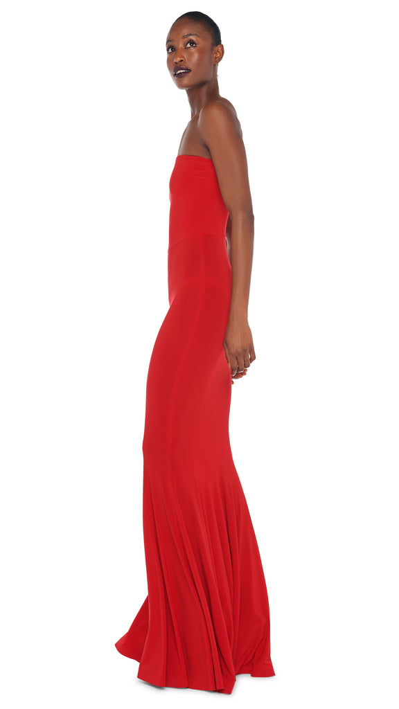 Red Strapless Maxi Dress