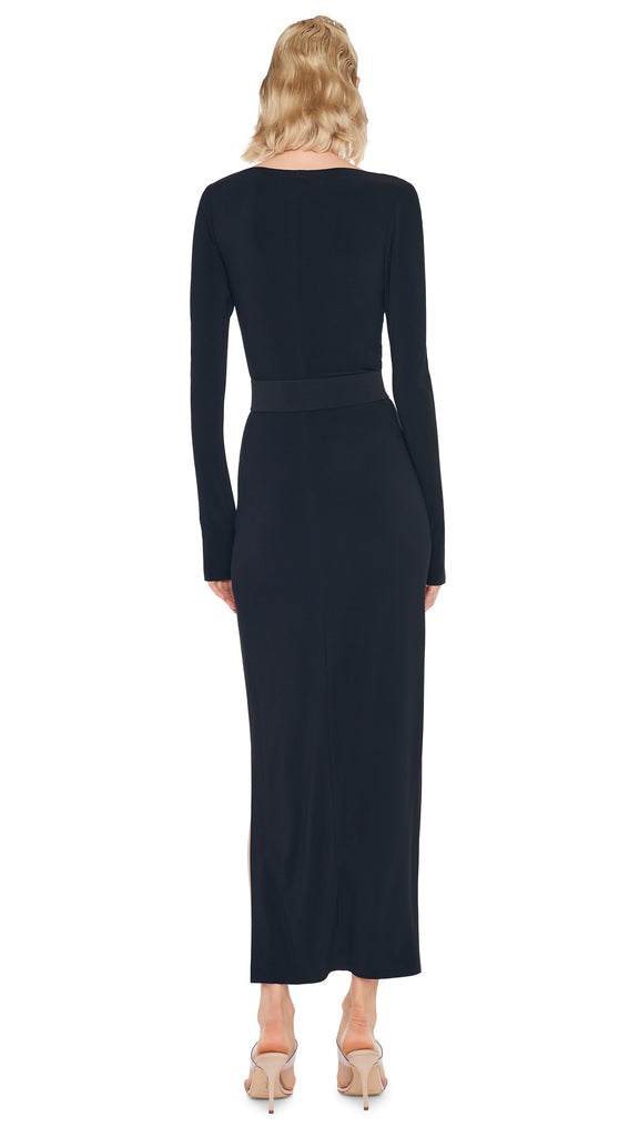 SCOOP NECK SIDE SLIT GOWN Black Norma Kamali