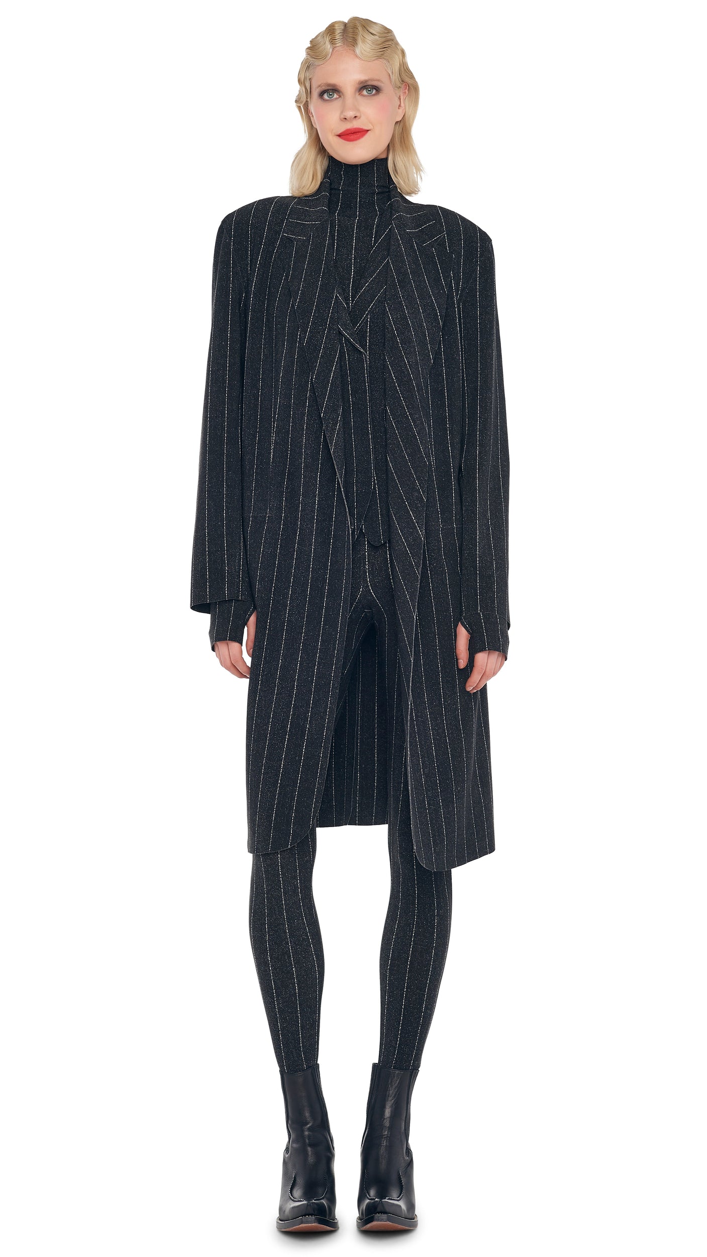 Norma Kamali Spat Legging in Woven Pinstripe